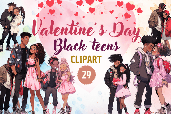Download Valentine's Day, Black Teens - Clipart - Teens Collection